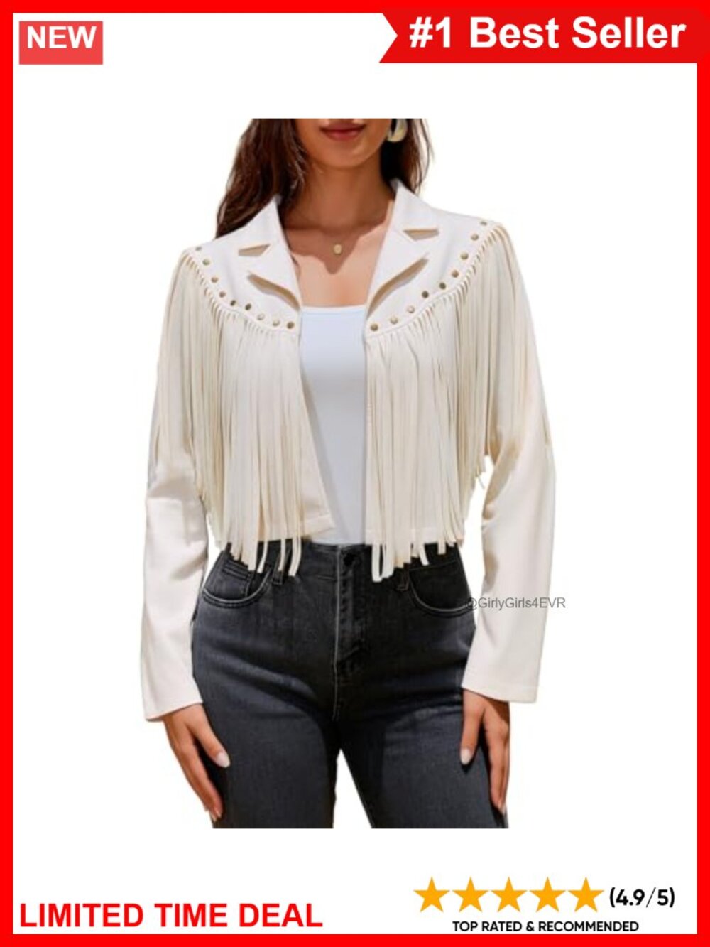 Faux Suede Leather Fringe Cropped Jacket Rivet Western Open Front Coat